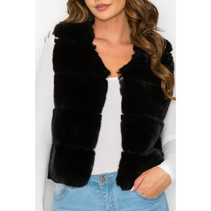 French Kiss Faux Fur Vest w/ Side Pockets and Clasp Closure