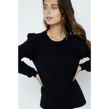Load image into Gallery viewer, Merci Shoulder Ruffle Ribbed Sweater Top